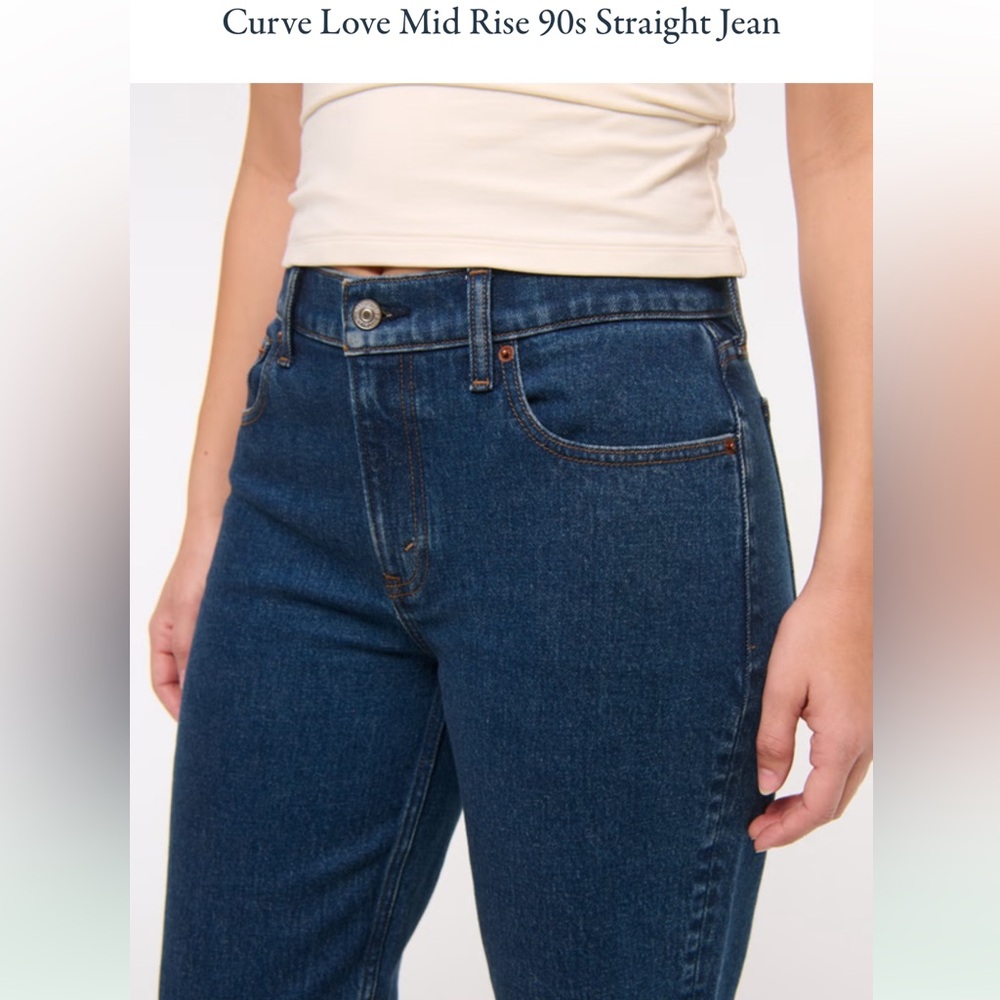 Abercrombie & Fitch Brown Curve Love Mid Rise 90s Straight Jeans - Picture 5 of 6